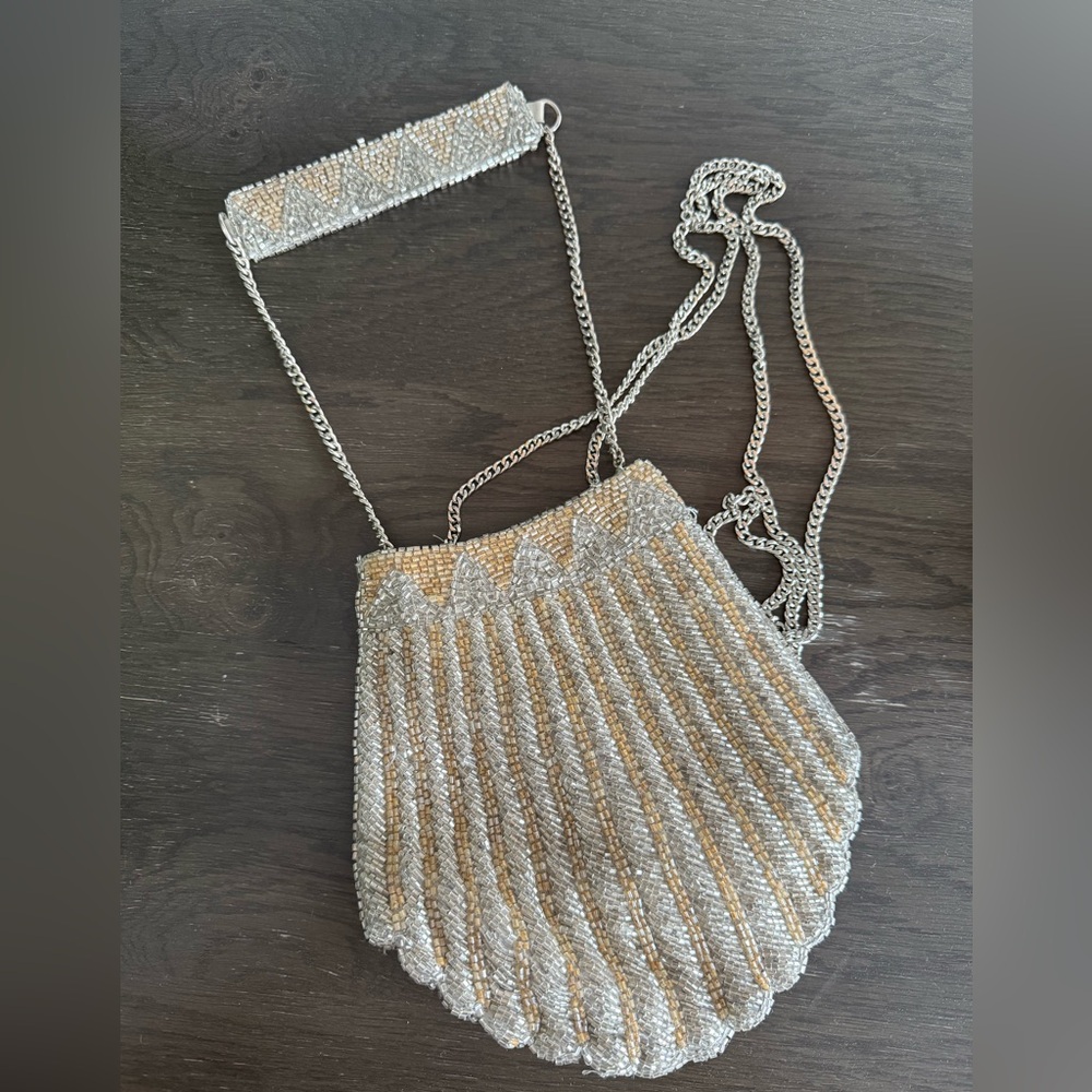 Zara Shell Clutch/Event bag (Silver and Gold Beaded bag)